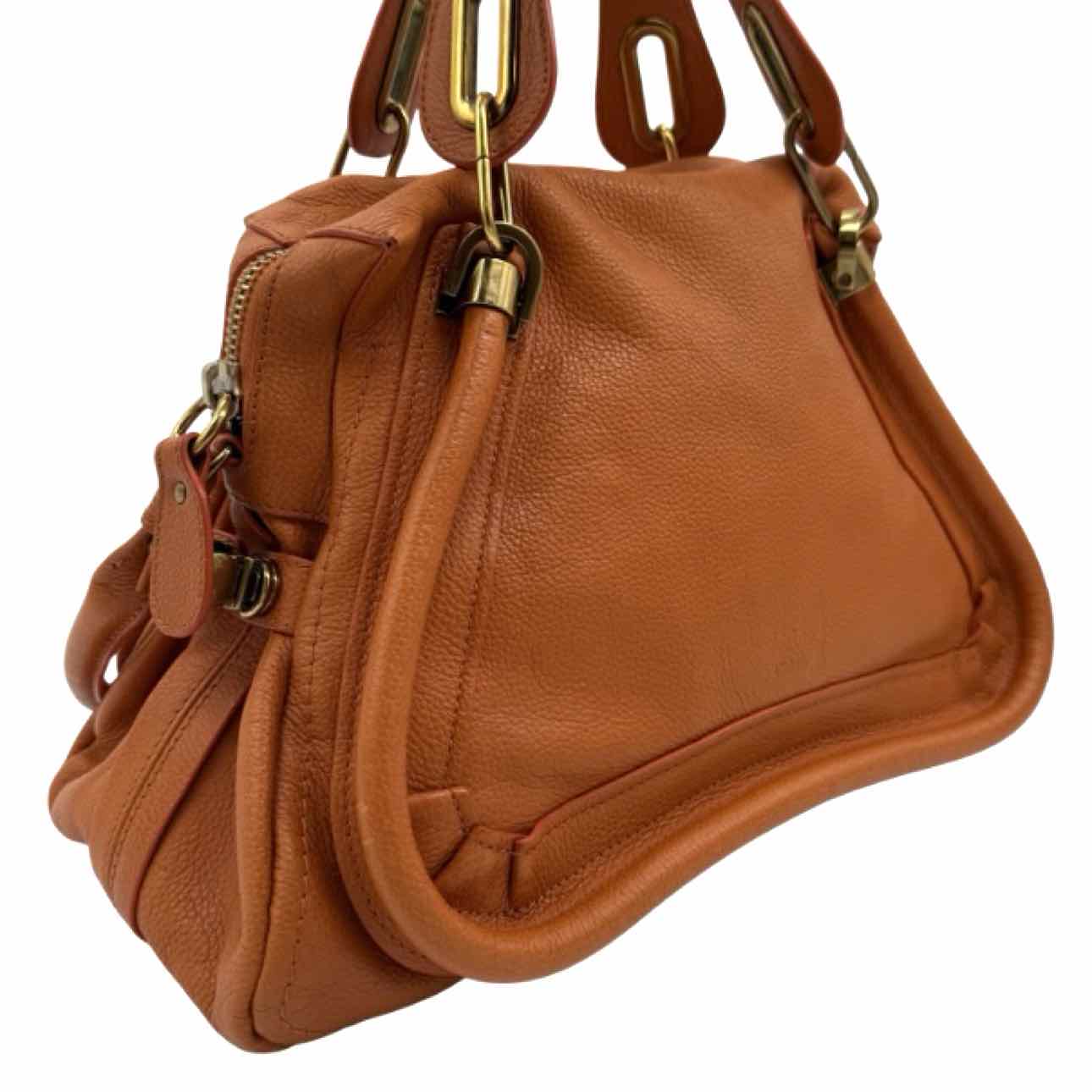CHLOE Calfskin Medium Paraty Handbag Suntan