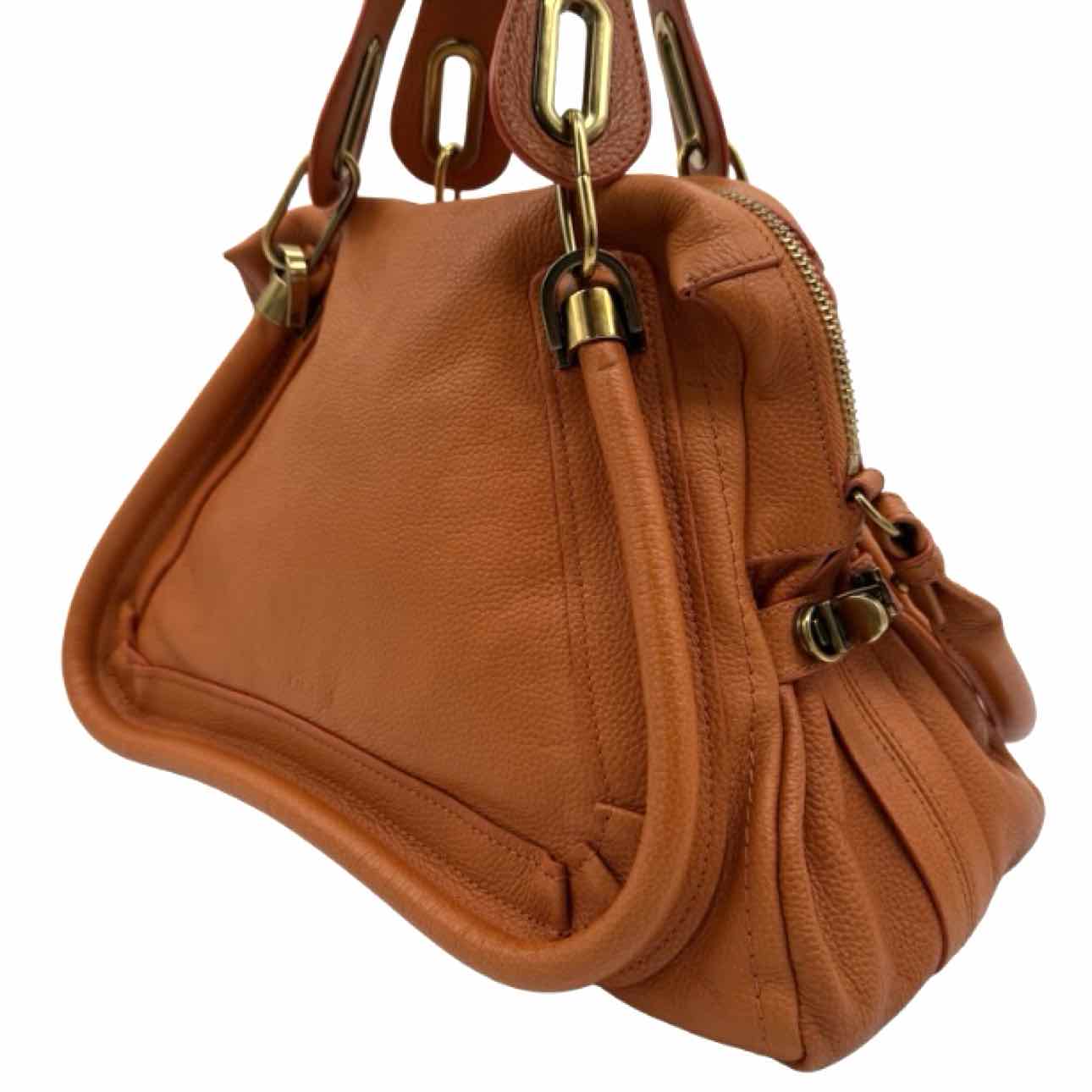 CHLOE Calfskin Medium Paraty Handbag Suntan