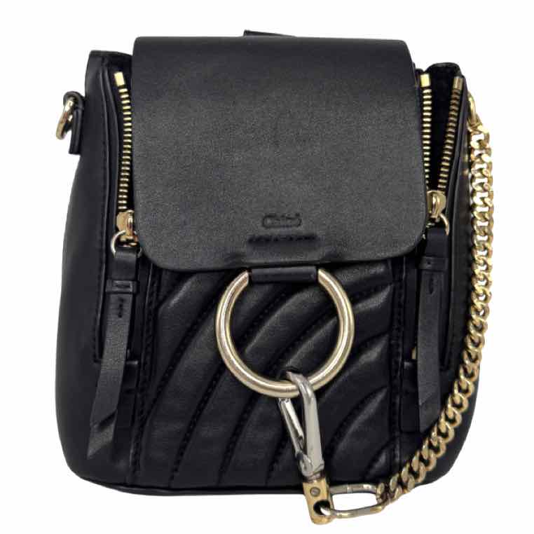 CHLOE Calfskin Quilted Small Faye Black Backpack