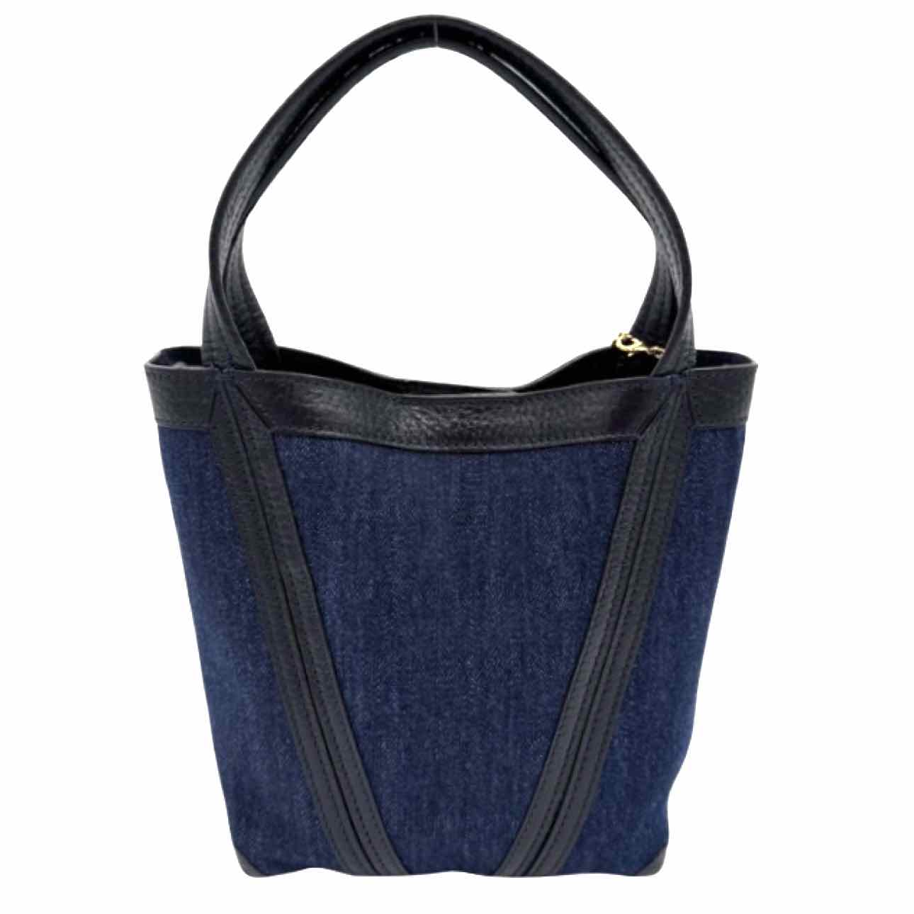 CHLOE Leather Trim Denim Small Spin Tote