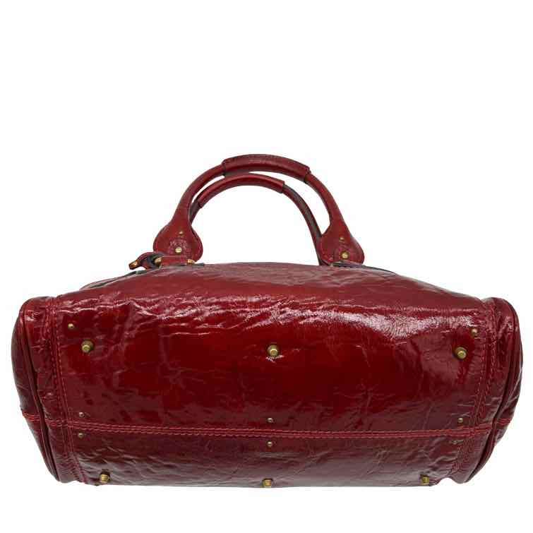 CHLOE Patent Leather Paddington Satchel Red