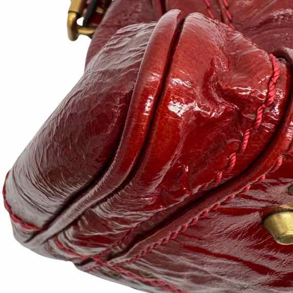 CHLOE Patent Leather Paddington Satchel Red