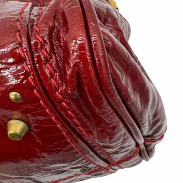 CHLOE Patent Leather Paddington Satchel Red