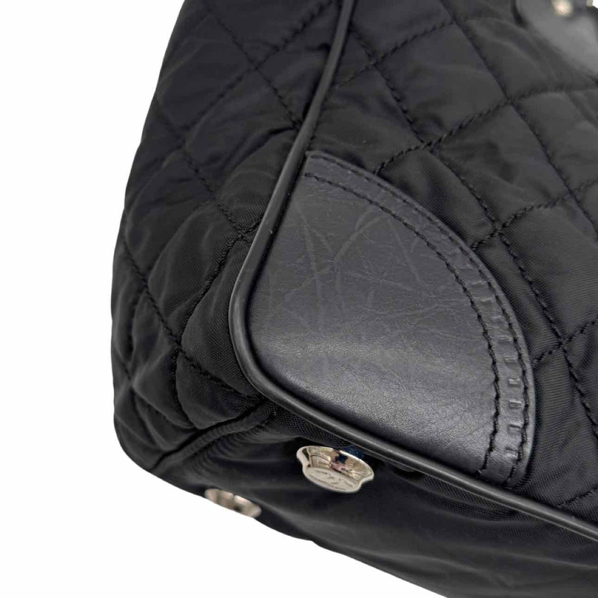 CHANEL Quilted Nylon Calfskin CC Paris New York Tote Bag Black