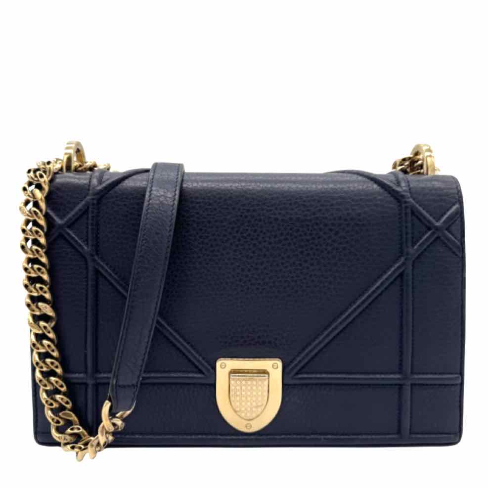 DIOR Calfskin Diorama Flap Medium Navy