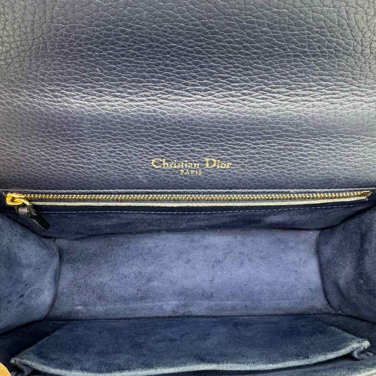 DIOR Calfskin Diorama Flap Medium Navy
