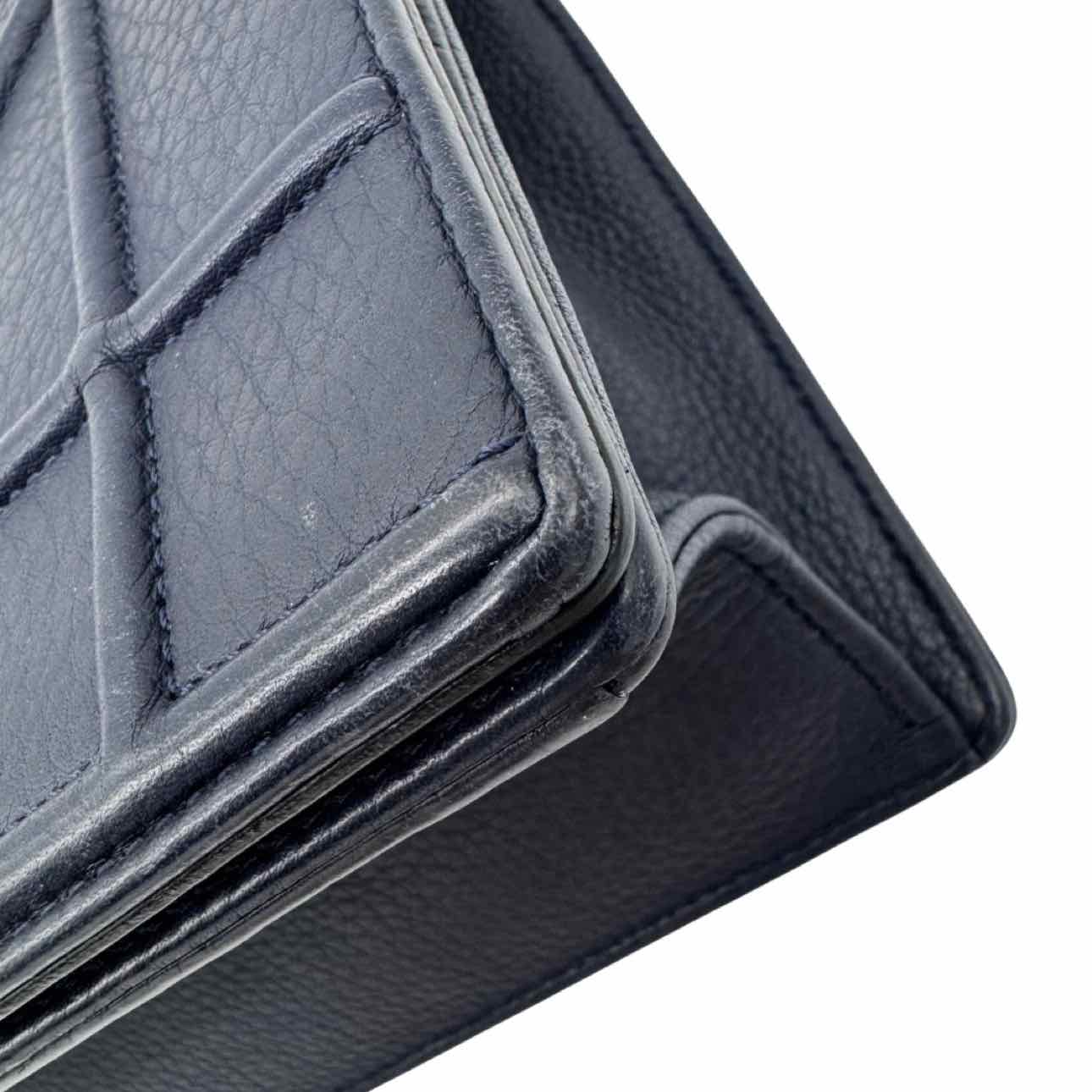 DIOR Calfskin Diorama Flap Medium Navy