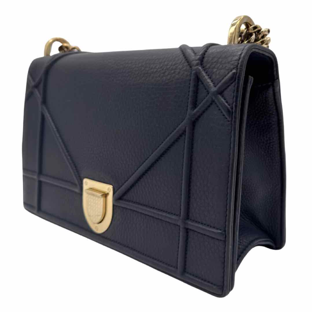 DIOR Calfskin Diorama Flap Medium Navy