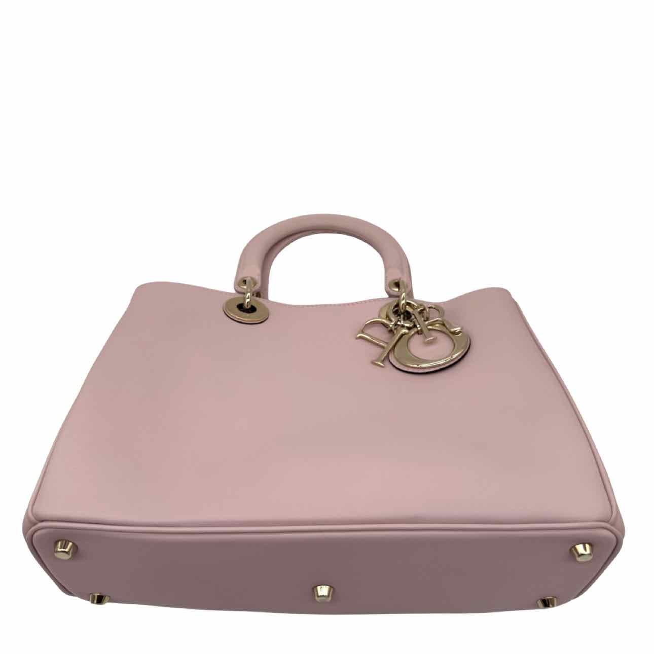 DIOR Calfskin Leather Medium Diorissimo Tote Bag Powder Pink