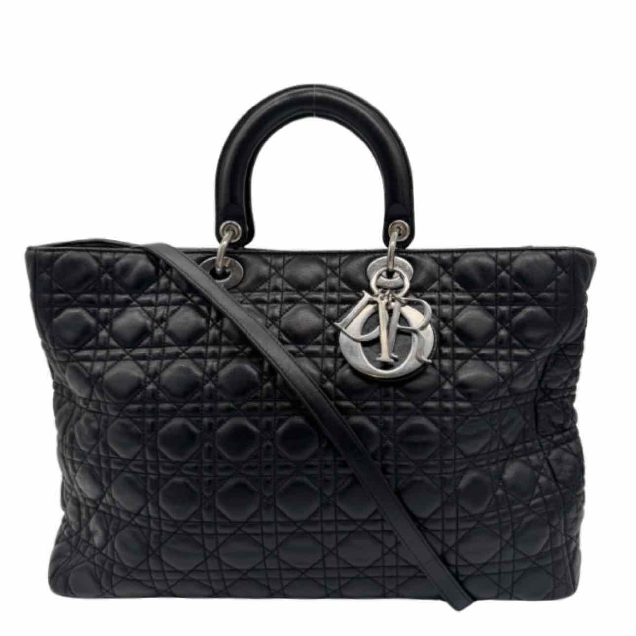 DIOR Cannage Lambskin Extra Large Lady Dior Tote Black