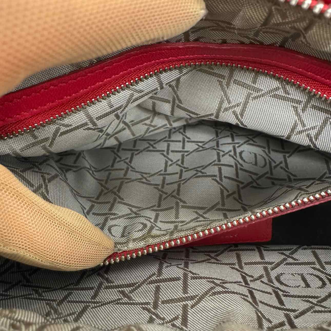 DIOR Cannage Lambskin Medium Lady Dior Red Tote