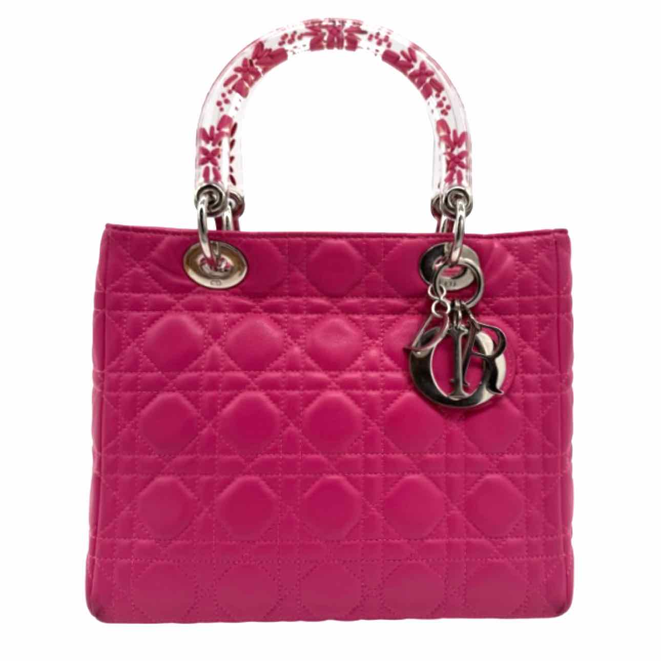 DIOR Cannage Lambskin Medium Lady Dior Tote Pink