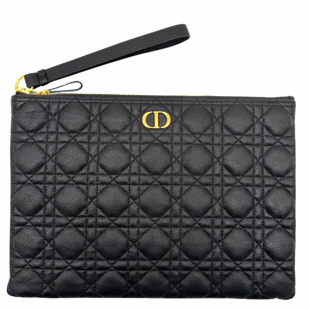 DIOR Cannage Leather Large Caro Daily Pouch Black