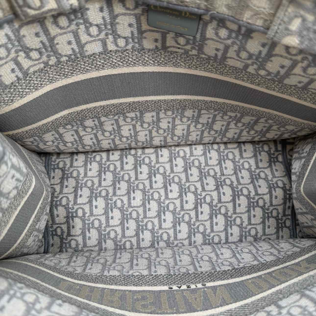 DIOR Canvas Medium Book Tote Ecru and Gray