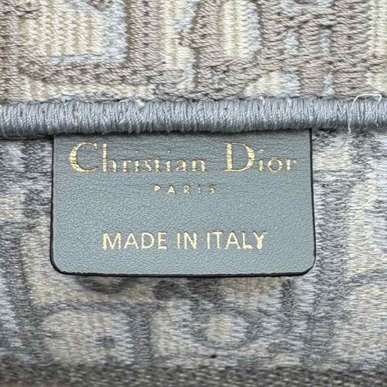 DIOR Canvas Medium Book Tote Ecru and Gray