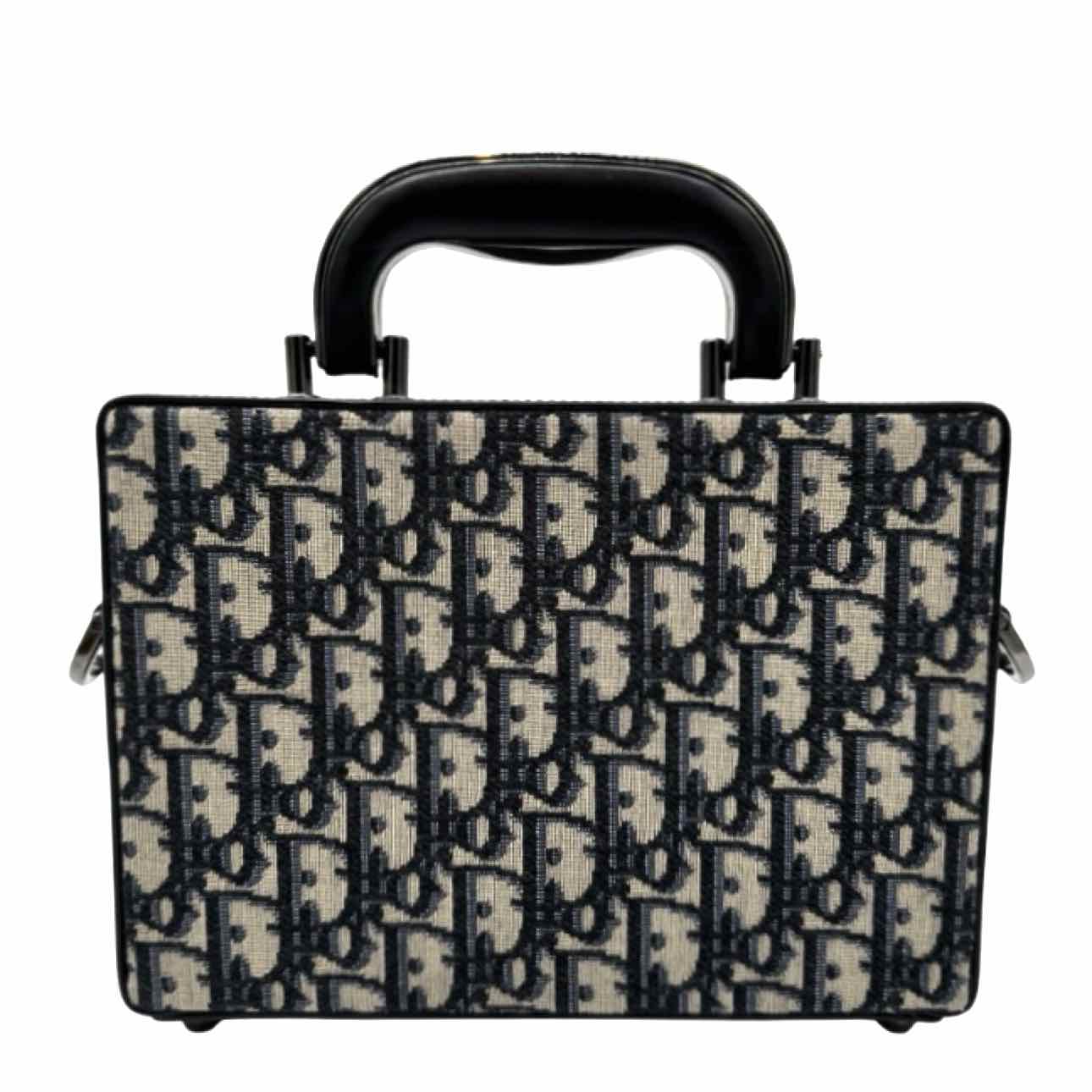 DIOR Oblique Jacquard Lock Handle Messenger Bag Navy/Black