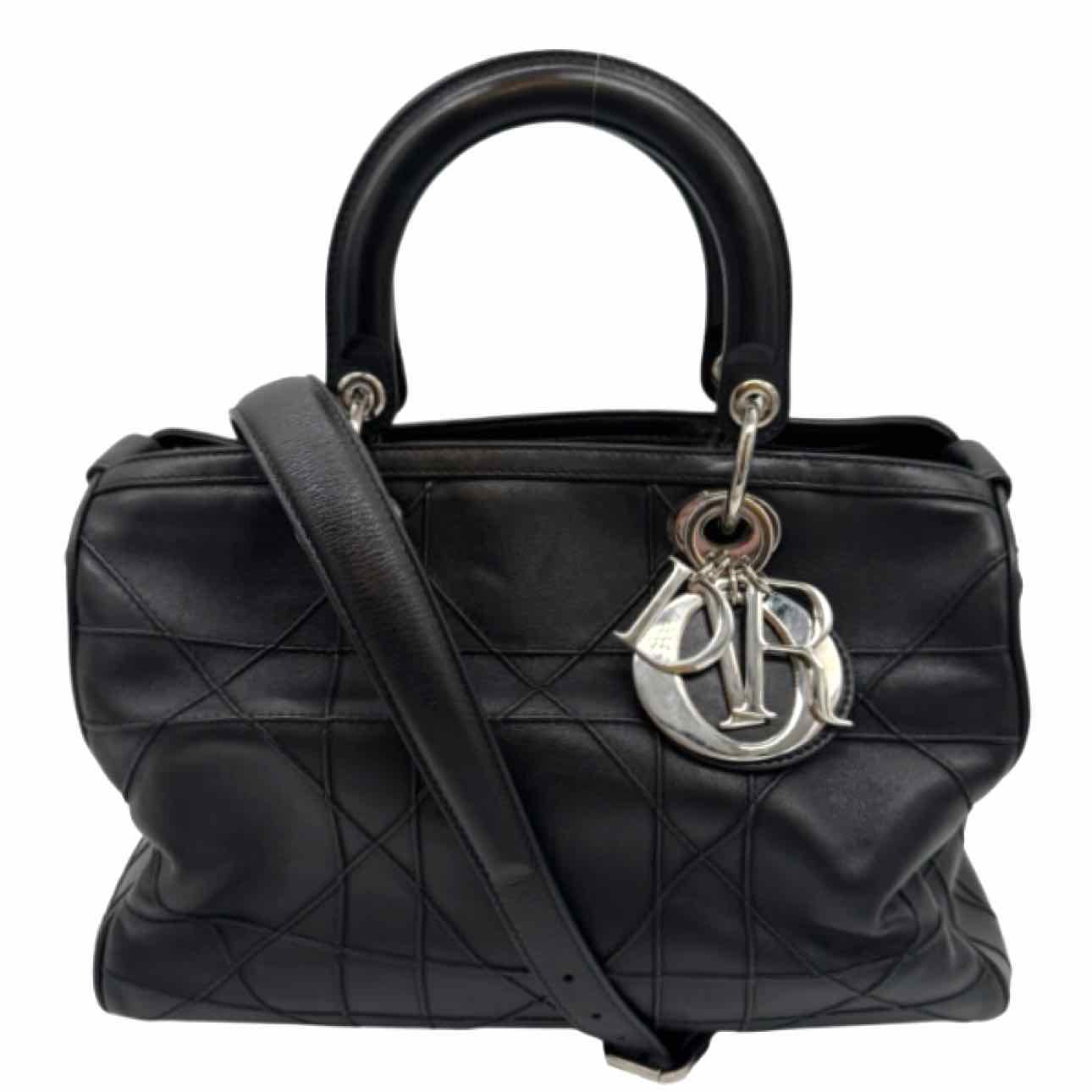 DIOR Quilted Lambskin Granville Polochon Shoulder Bag Black
