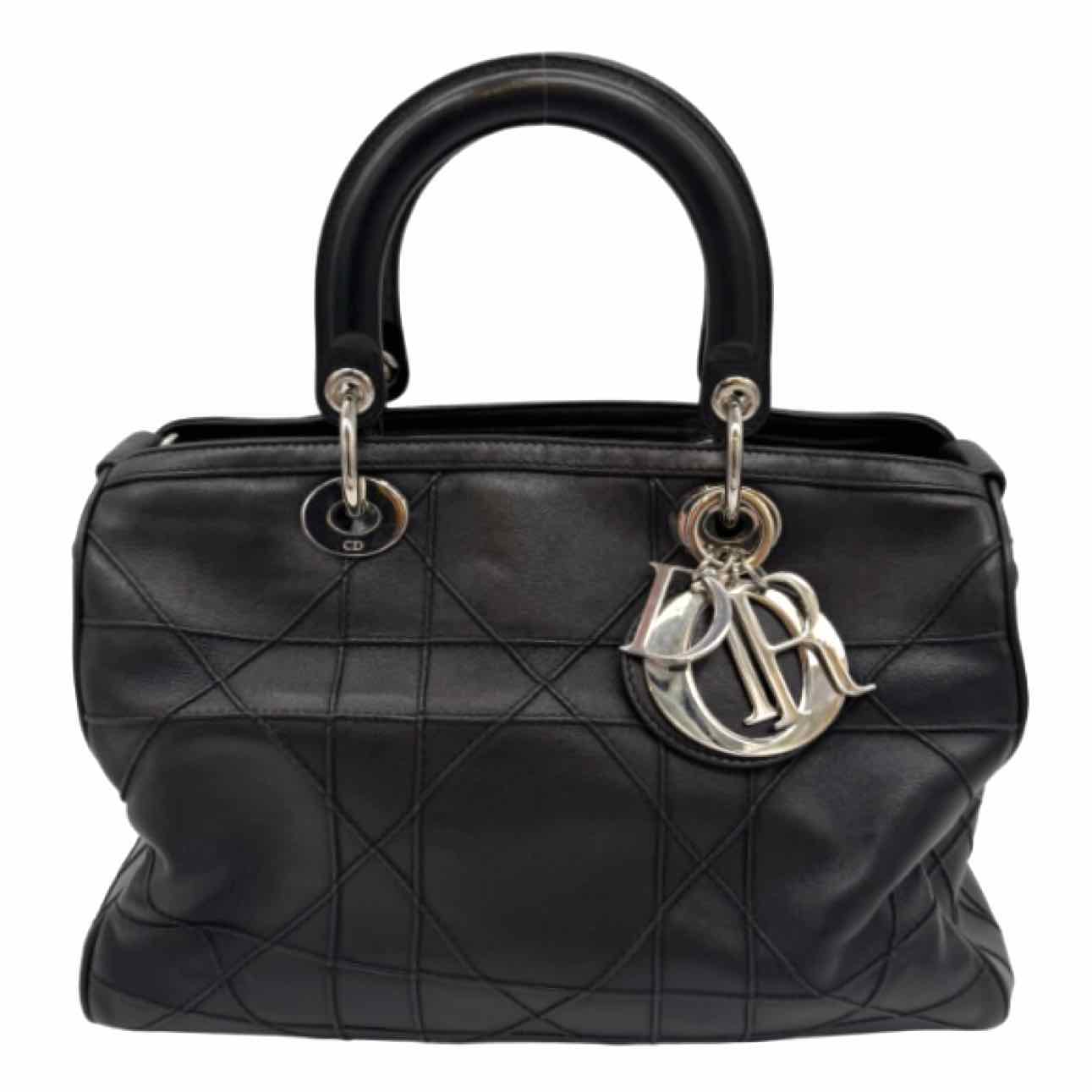 DIOR Quilted Lambskin Granville Polochon Shoulder Bag Black