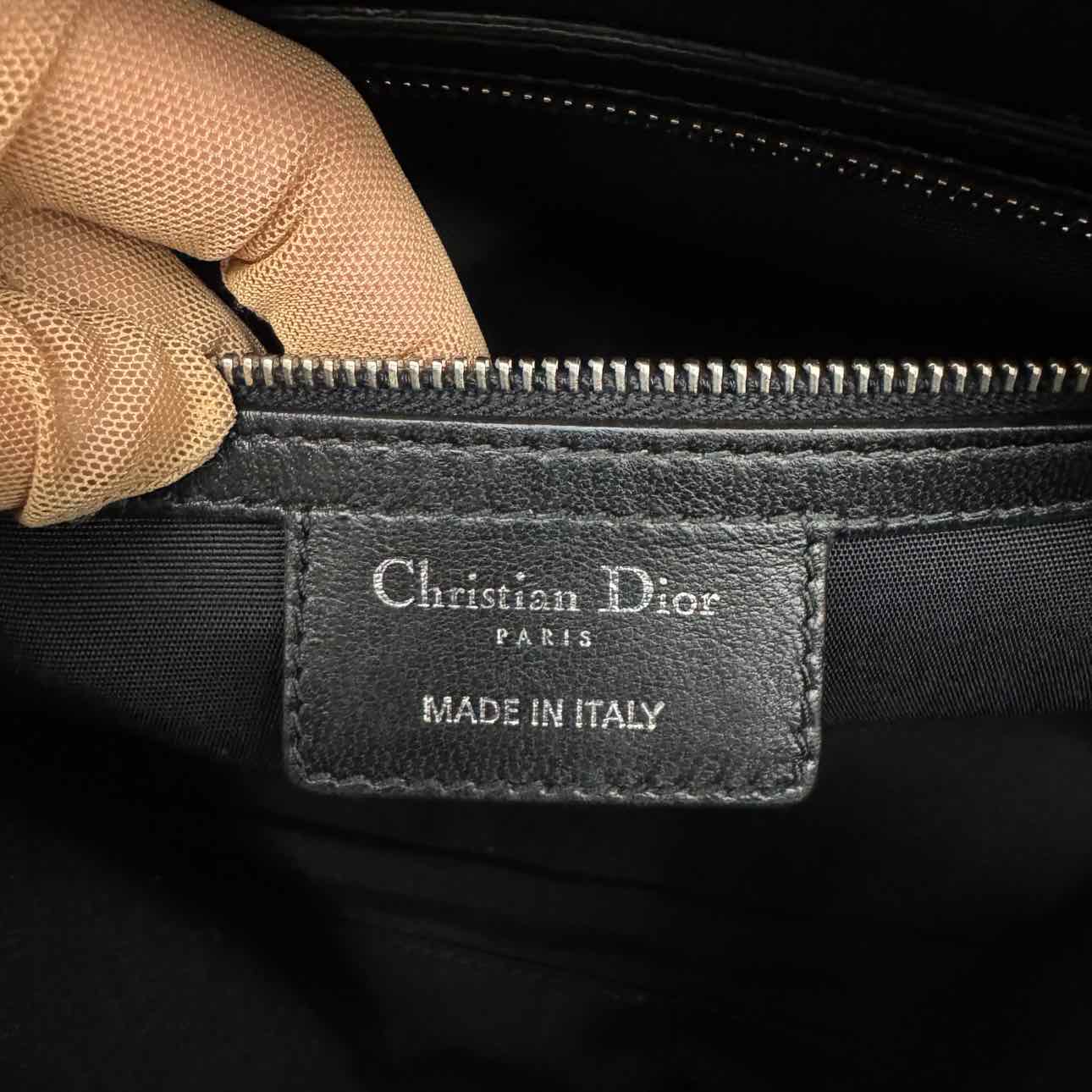 DIOR Quilted Lambskin Granville Polochon Shoulder Bag Black