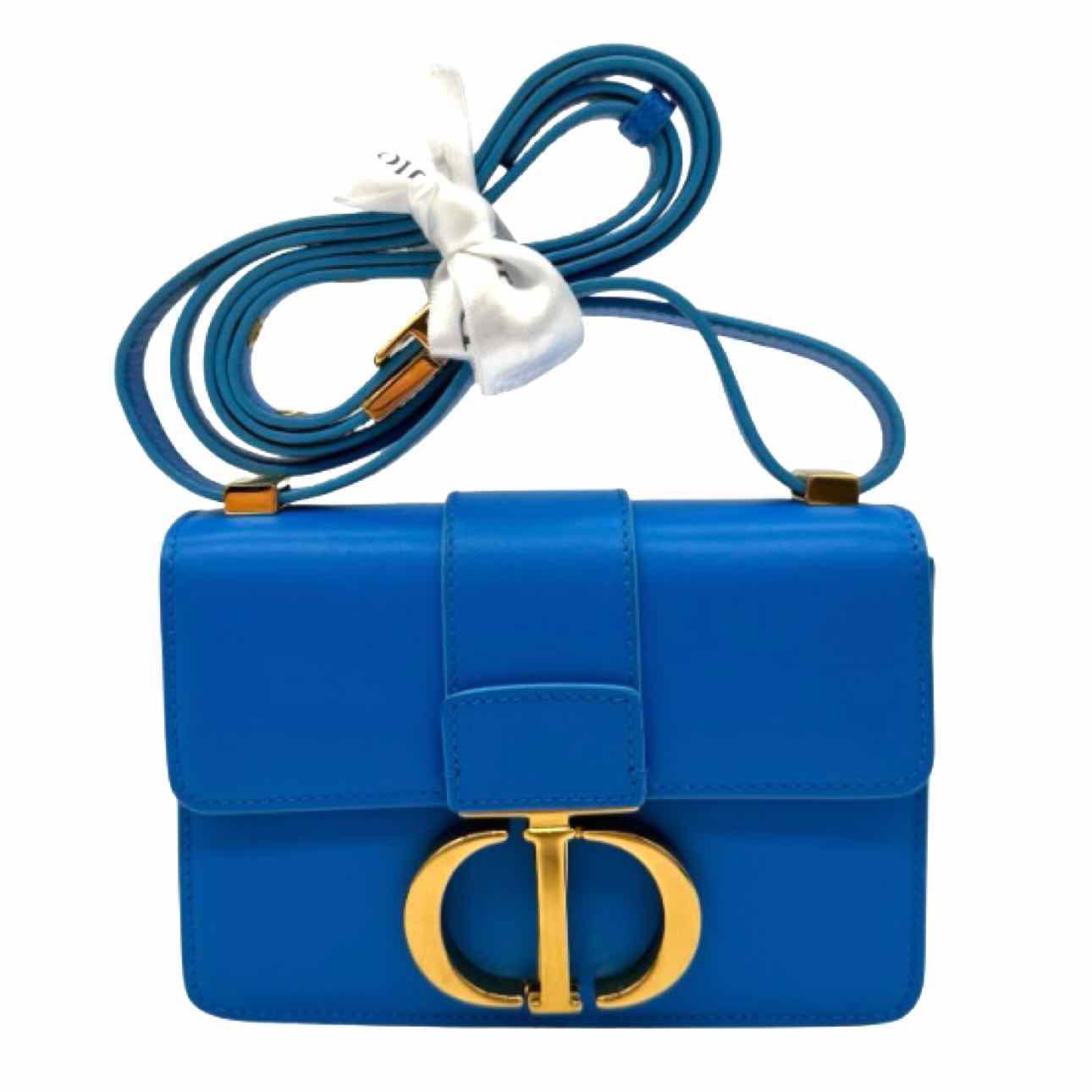 DIOR Smooth Calfskin Mirco 30 Montaigne Flap Crossbody Blue