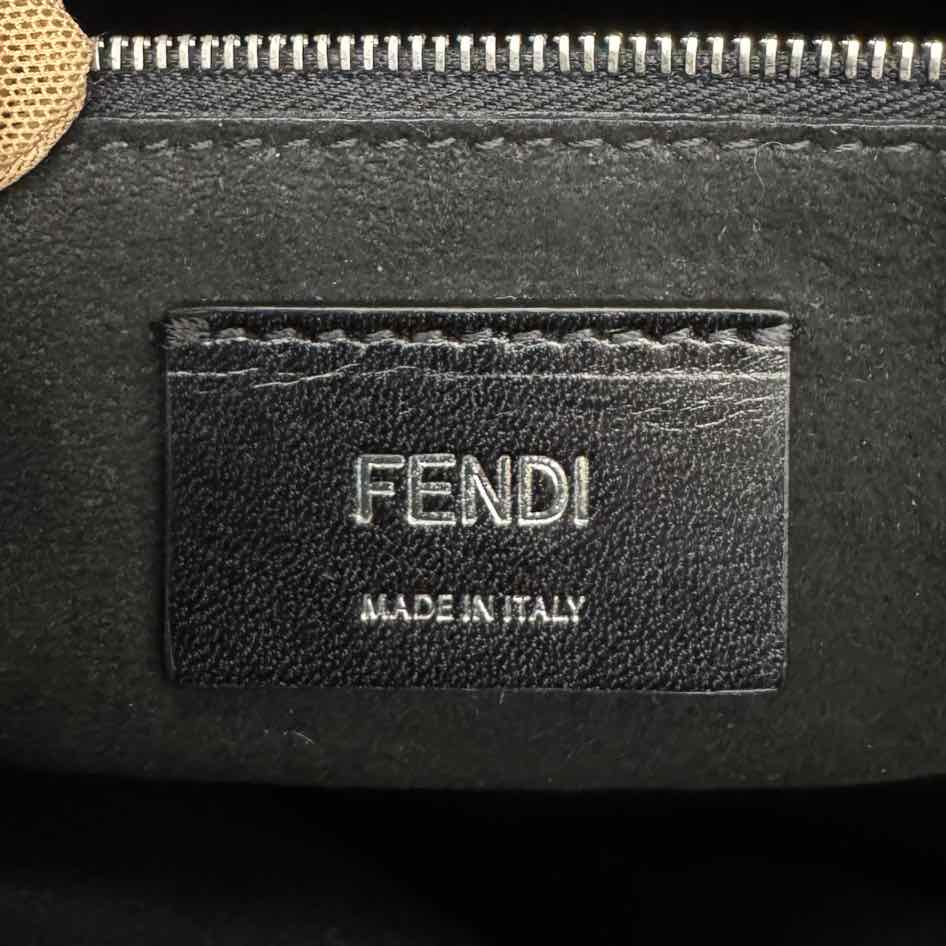 FENDI Calfskin Debossed Classic Logo Messenger Bag Black