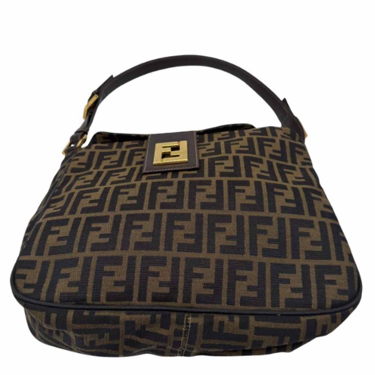 FENDI Canvas Zucca Mamma Baguette Shoulder Bag