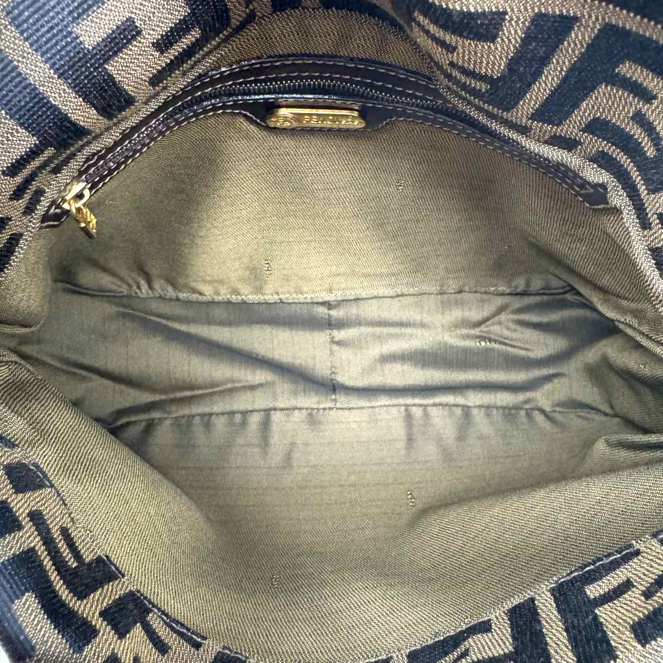 FENDI Canvas Zucca Mamma Baguette Shoulder Bag