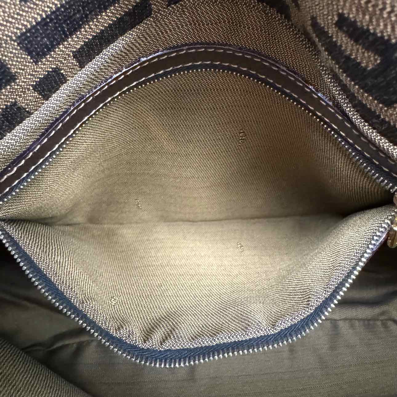 FENDI Canvas Zucca Mamma Baguette Shoulder Bag