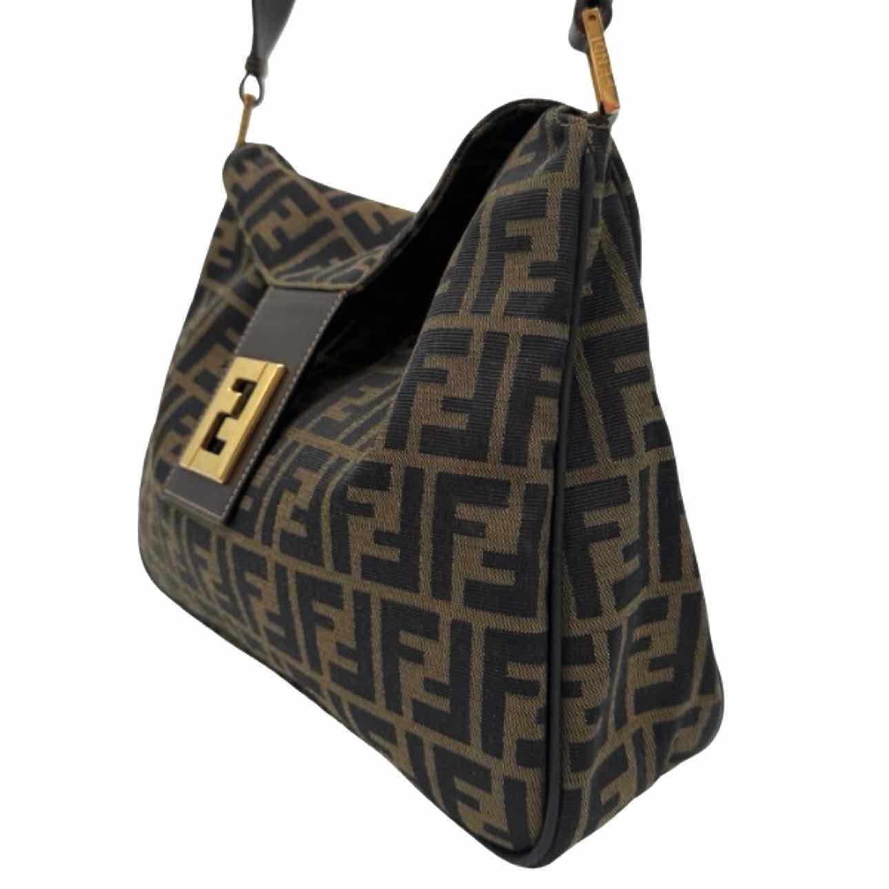 FENDI Canvas Zucca Mamma Baguette Shoulder Bag