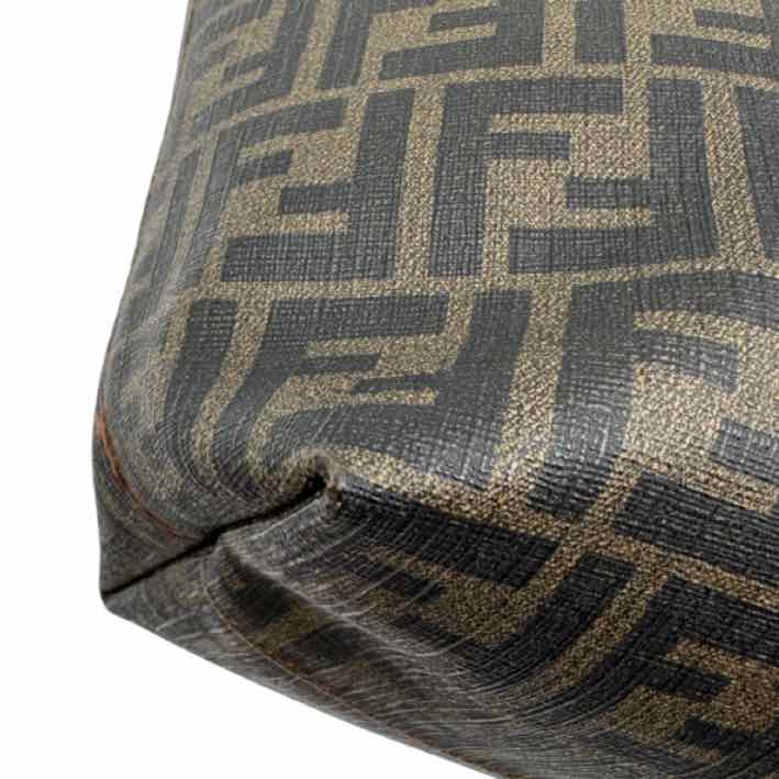 FENDI Coated Canvas Zucca Roll Tote Bag Brown