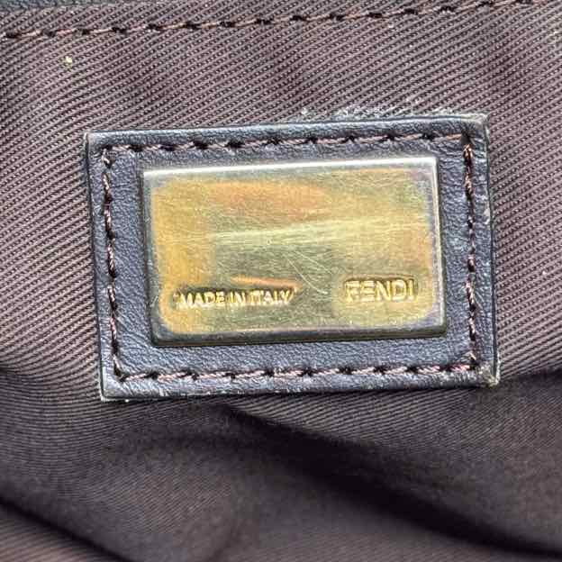 FENDI Coated Canvas Zucca Roll Tote Bag Brown