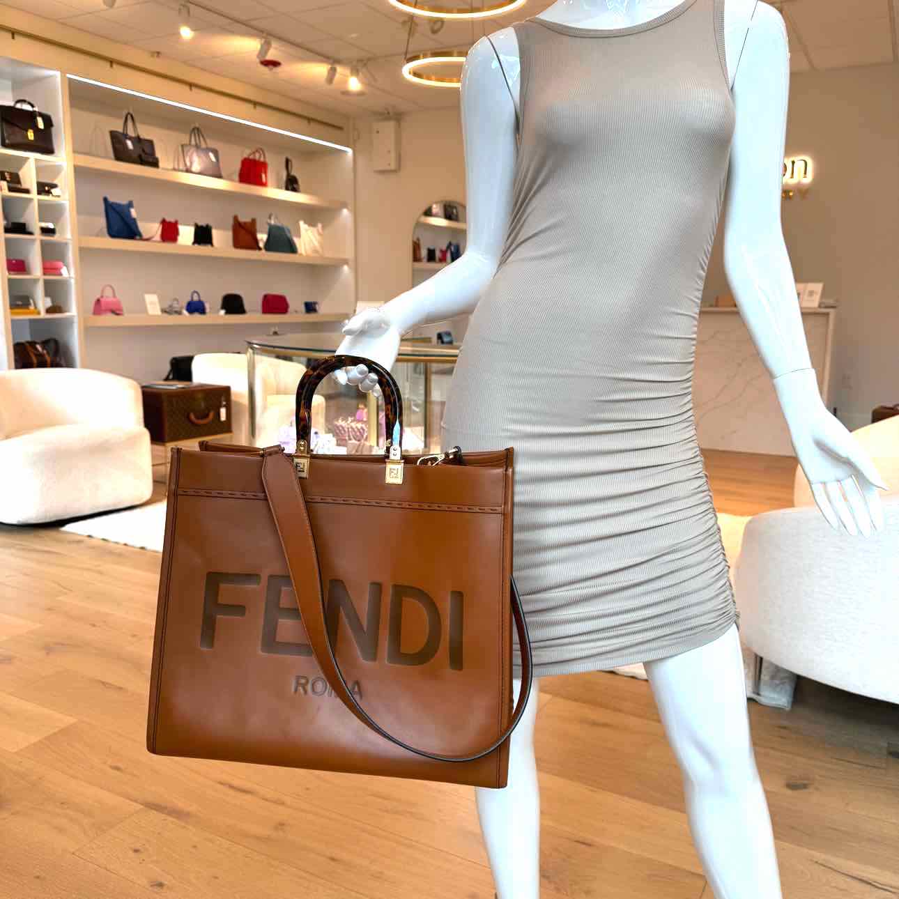 FENDI Vitello King Large Plexiglass Sunshine Shopper