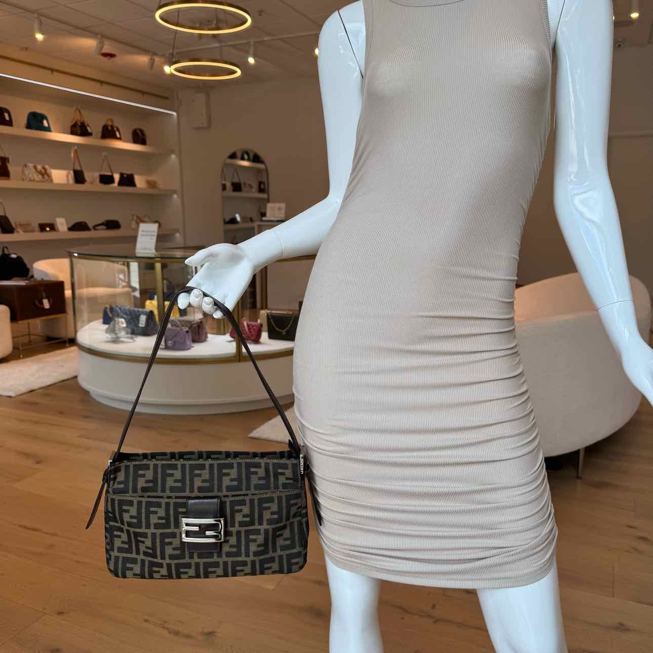 FENDI Zucca Baguette Shoulder Bag Brown