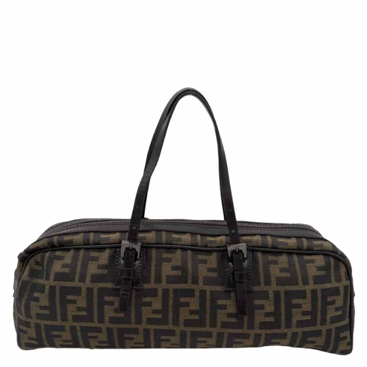 FENDI Zucca Canvas East West Boston Bag Brown