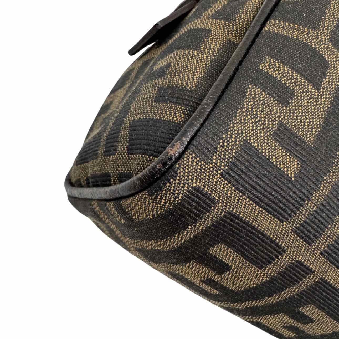 FENDI Zucca Canvas East West Boston Bag Brown