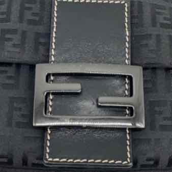 FENDI Zucca Mamma Bucklet Shoulder Bag Black