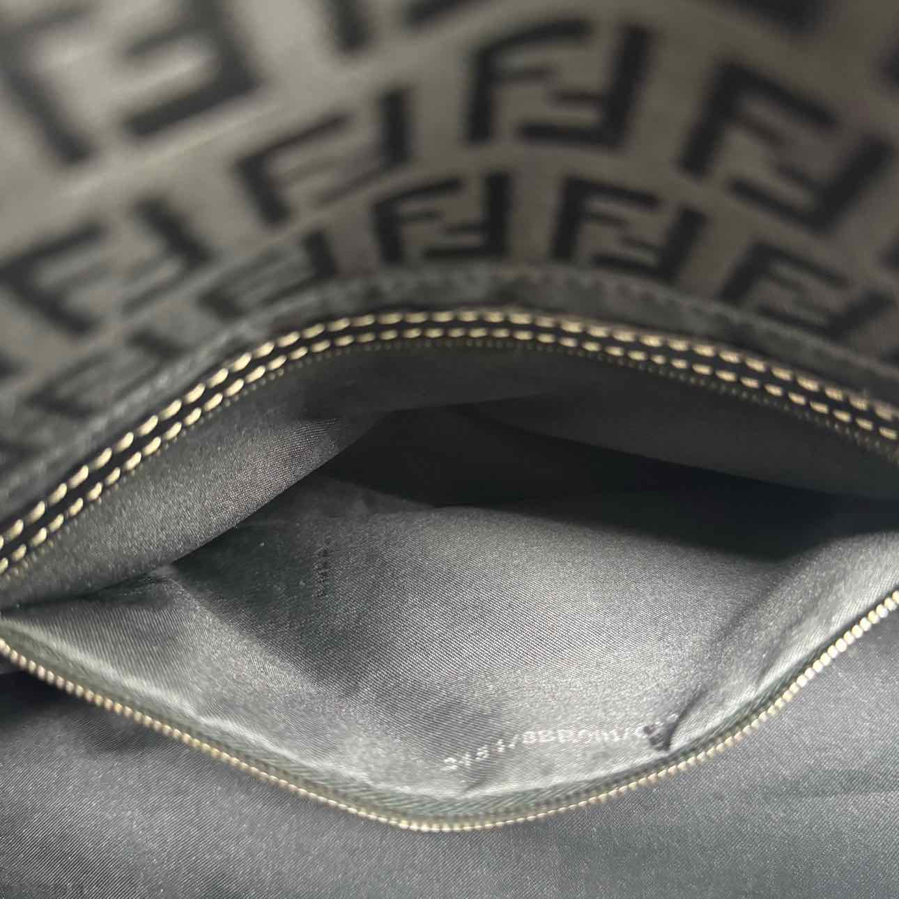 FENDI Zucca Mamma Bucklet Shoulder Bag Black