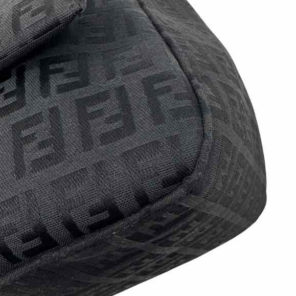 FENDI Zucca Mamma Bucklet Shoulder Bag Black