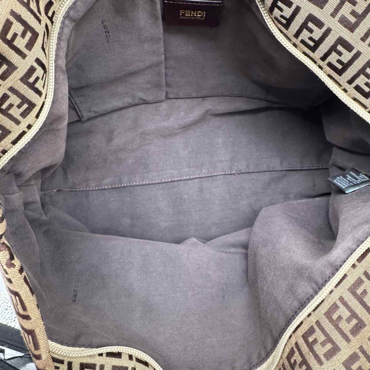 FENDI Zucchino Canvas Shopping Tote Brown