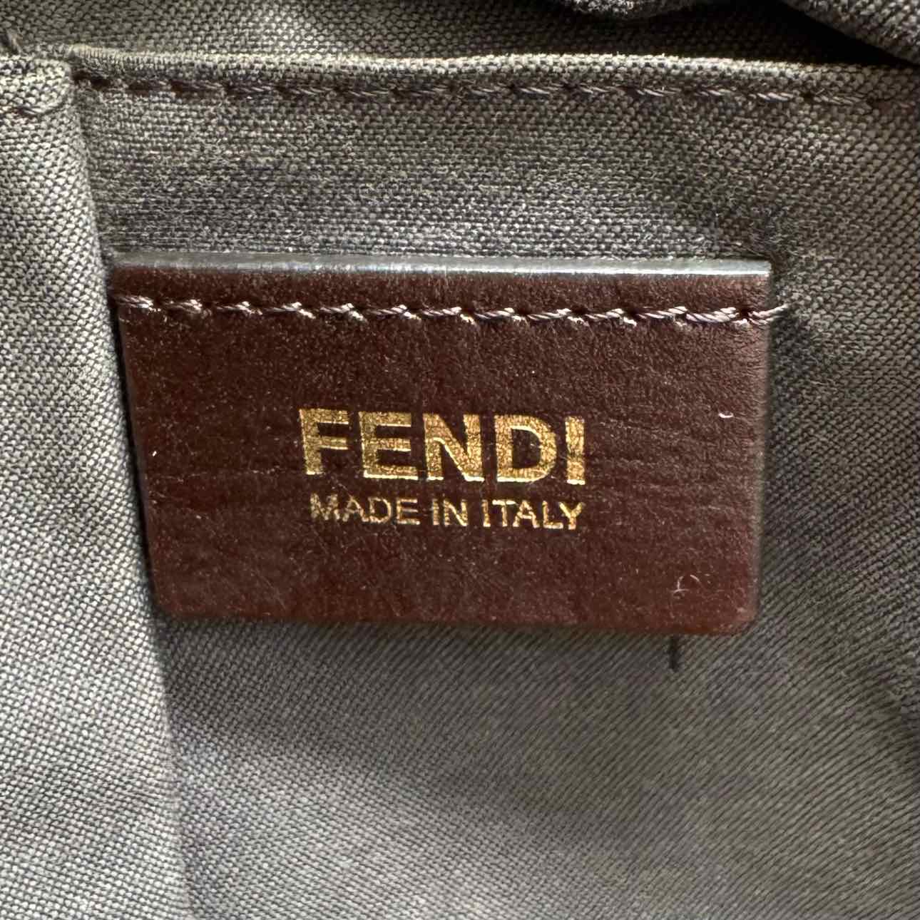 FENDI Zucchino Canvas Shopping Tote Brown