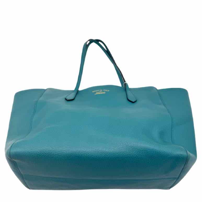 GUCCI Calfskin Dollar Medium Swing Tote Teal