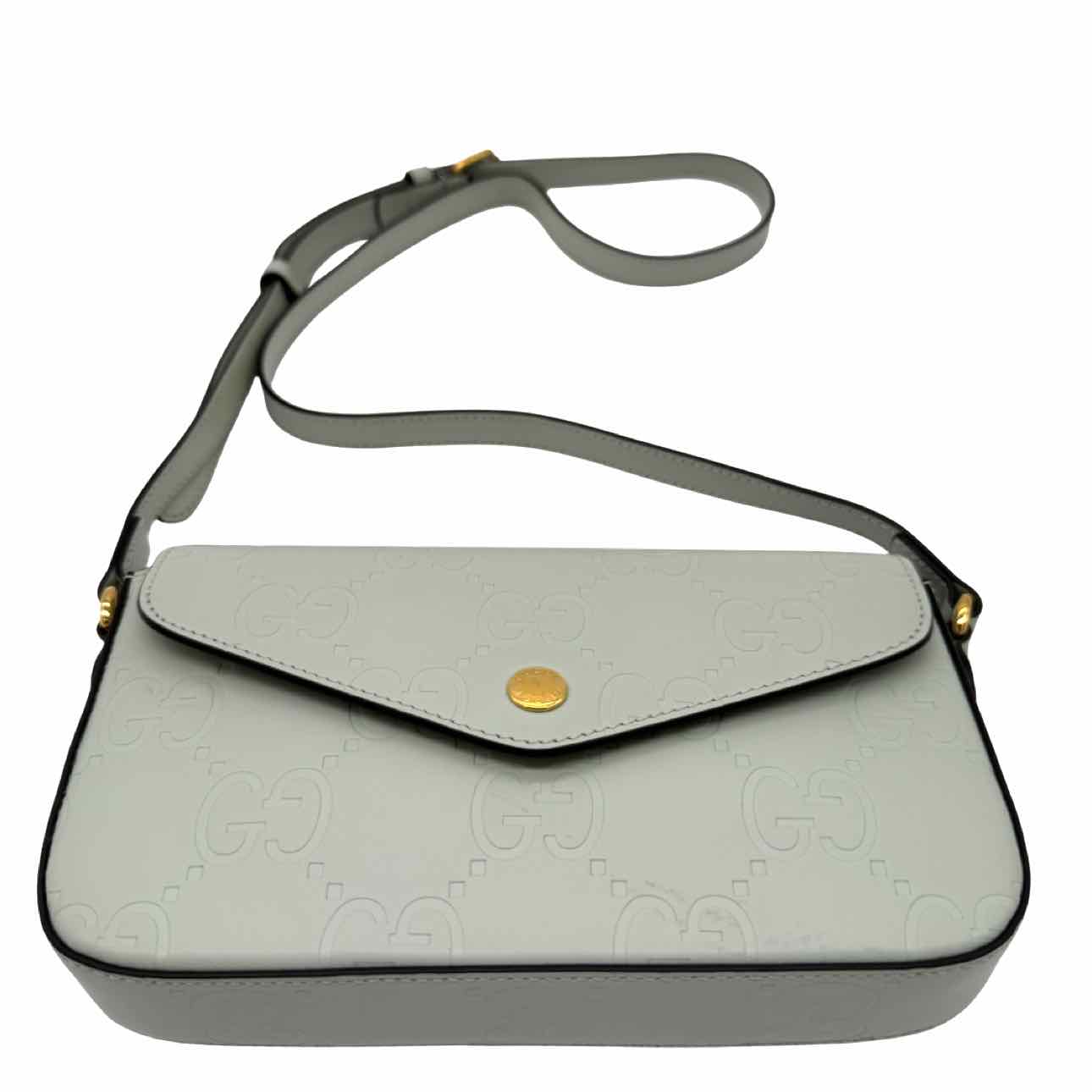 GUCCI Calfskin GG Super Mini Mint Crossbody Bag