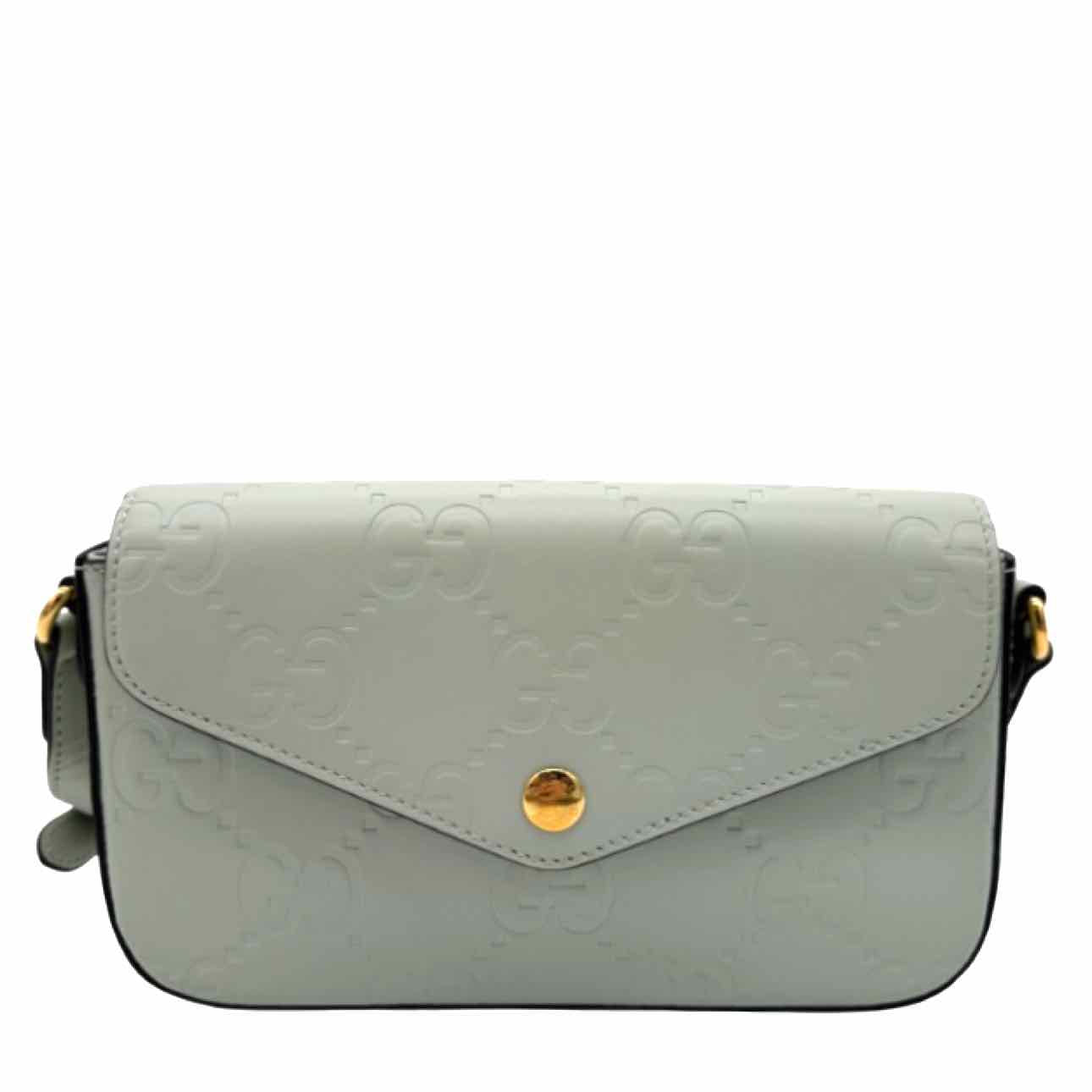 GUCCI Calfskin GG Super Mini Mint Crossbody Bag