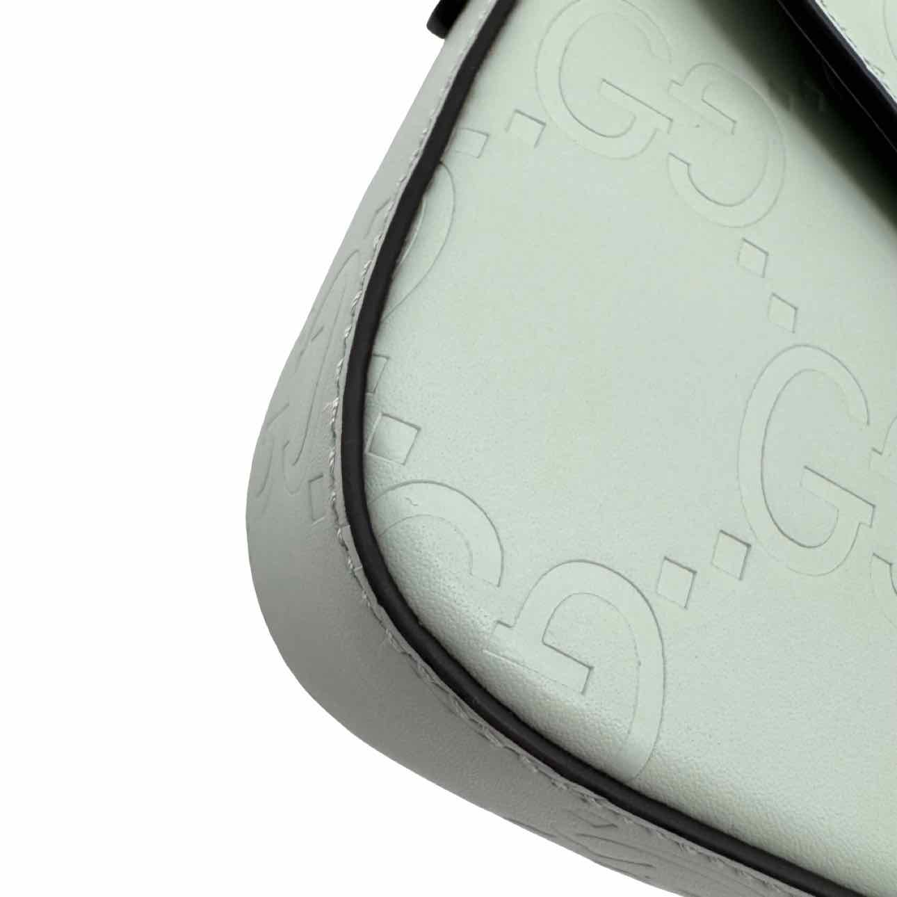 GUCCI Calfskin GG Super Mini Mint Crossbody Bag