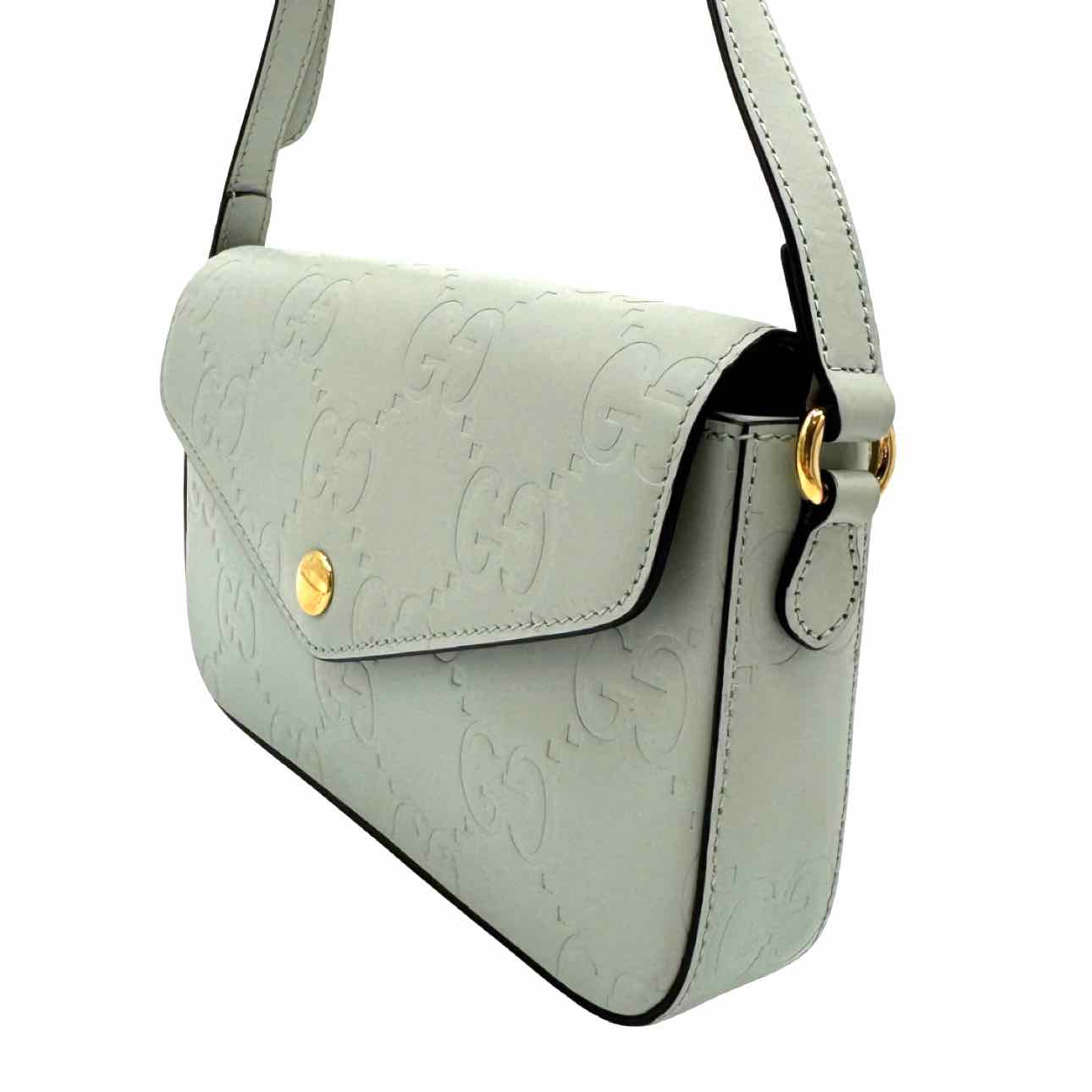 GUCCI Calfskin GG Super Mini Mint Crossbody Bag