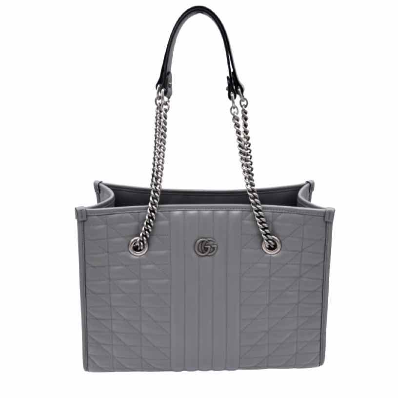 GUCCI Calfskin Matelasse Aria Medium Tote Grey (Pre-Owned)