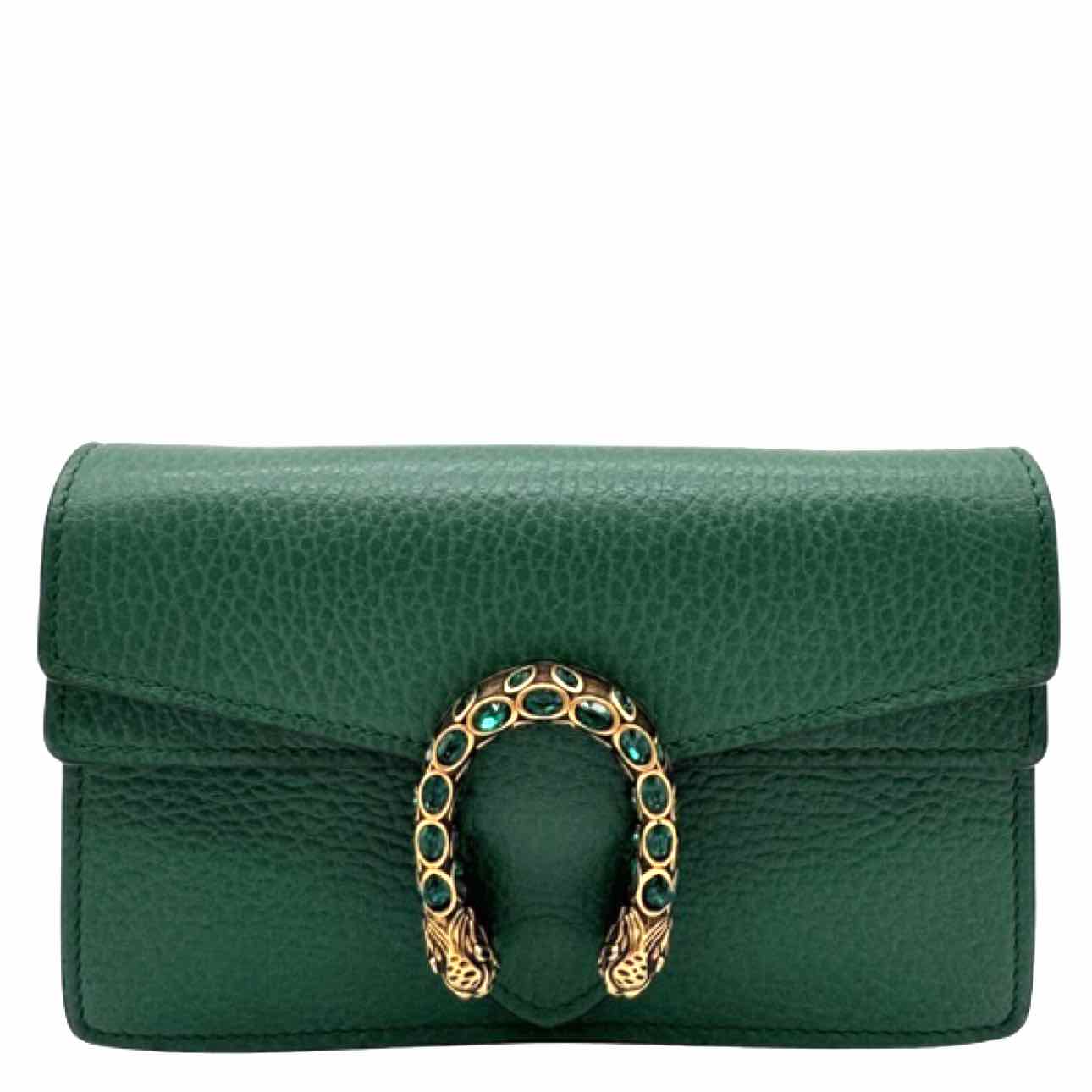 GUCCI Calfskin Mini Dionysus Chain Crossbody Green Crossbody