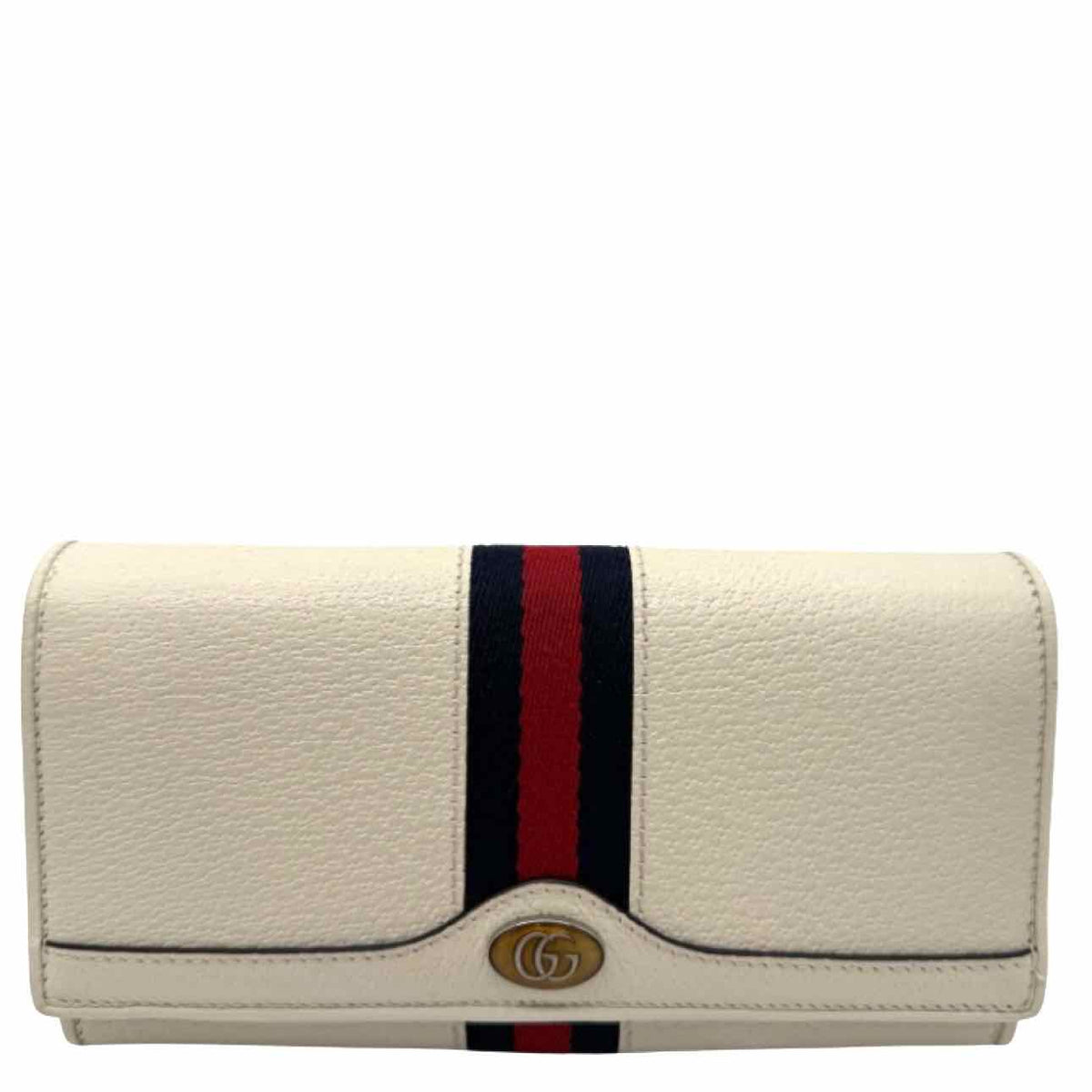 GUCCI Calfskin Ophidia Chain Wallet White
