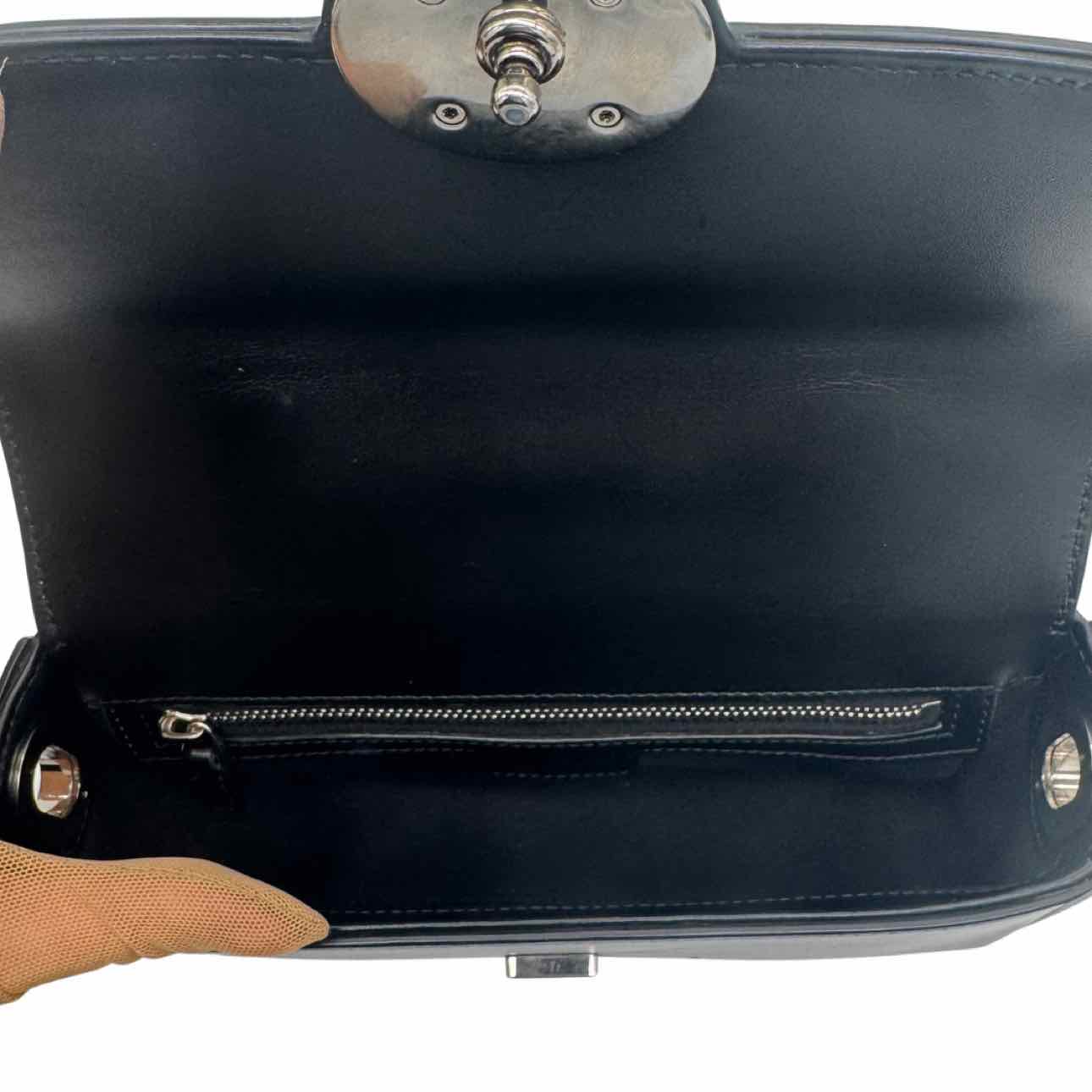 GUCCI Calfskin Senna Top Handle Shoulder Bag Black