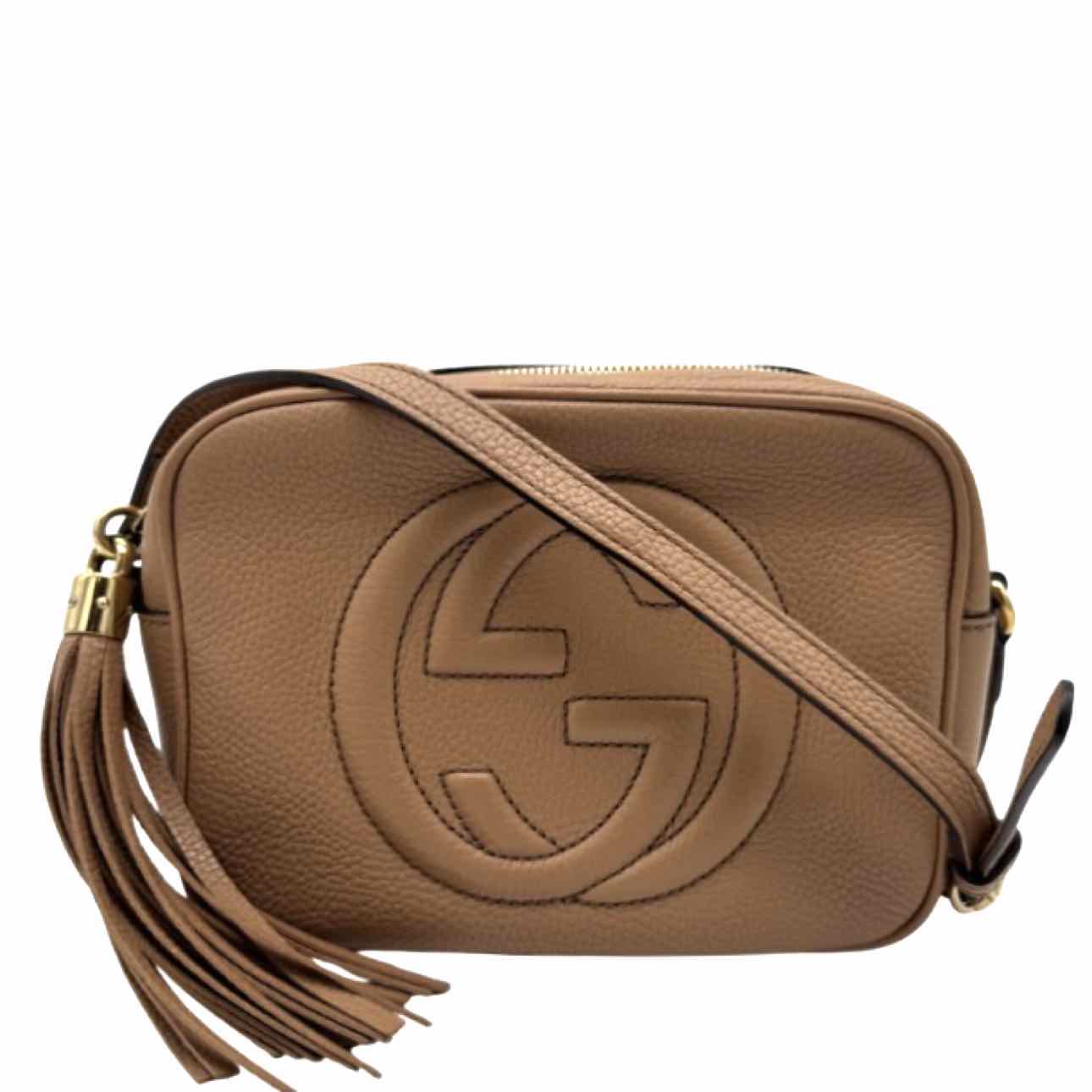 GUCCI Calfskin Small Soho Disco Crossbody Camelia Crossbody